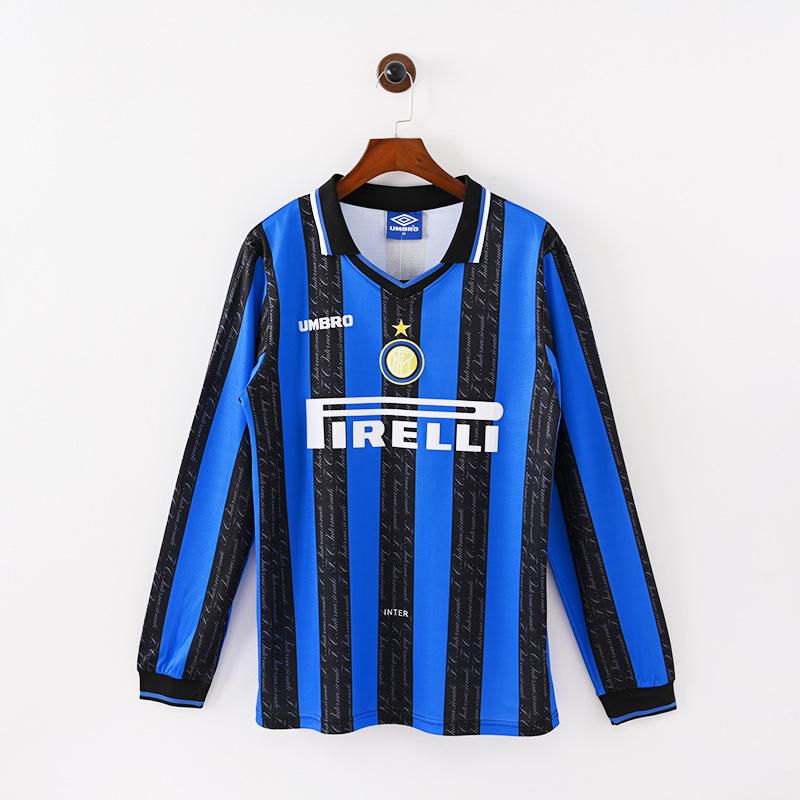 0910 Inter Retro Full Series Jersey, Champions League Home and Away Long-sleeved Football Jersey, Commemorative Print Jersey