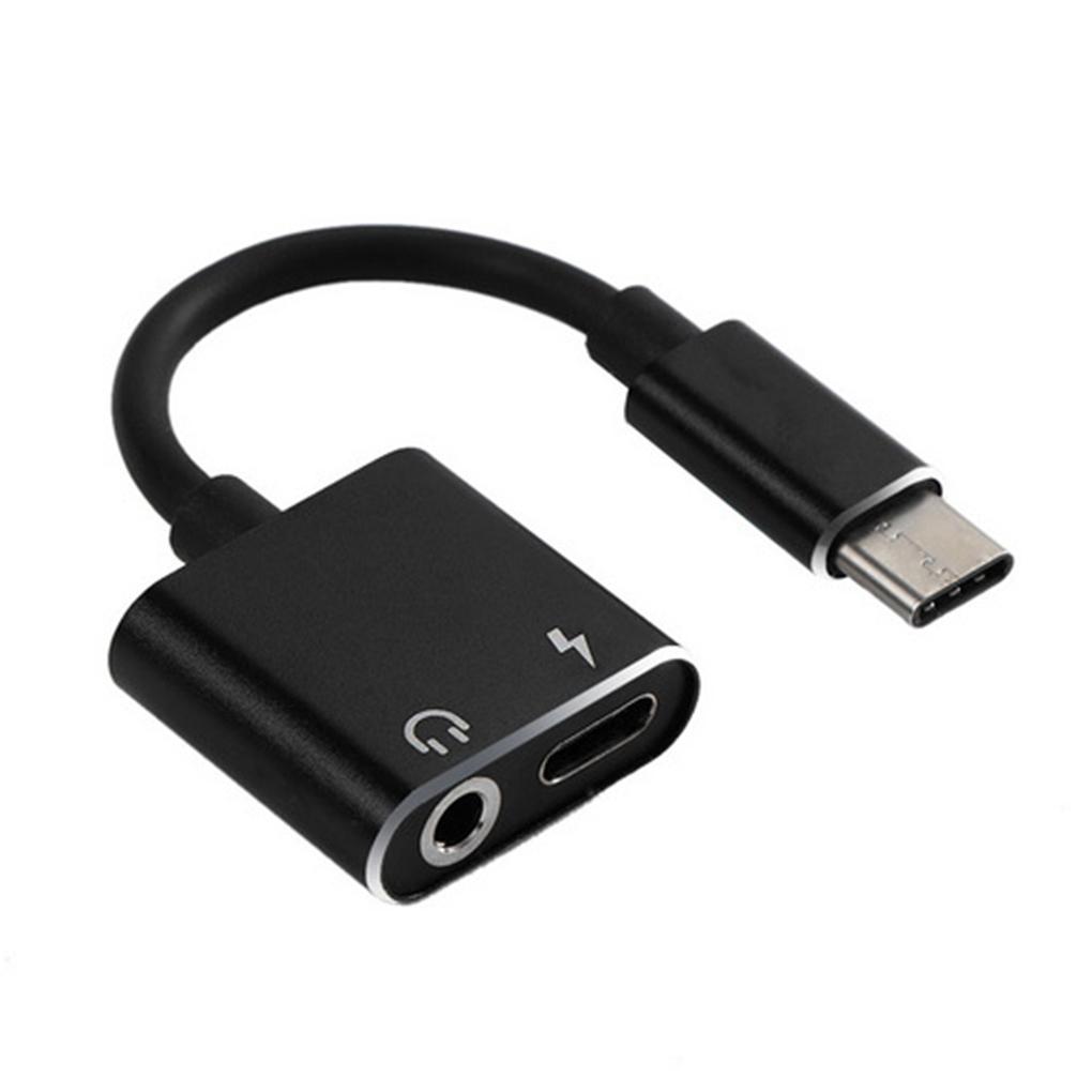 2 IN 1 USB Type-C To 3.5mm Jack AUX Audio Headphone Adapter Charger Cable