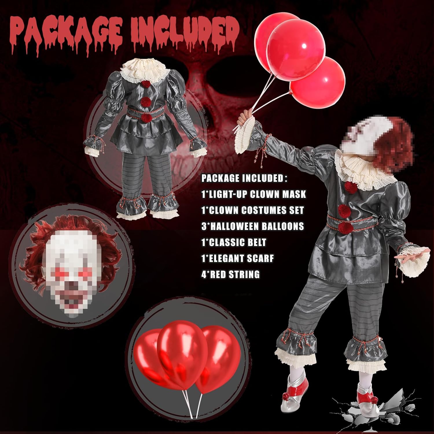 Halloween Clown Costume Large