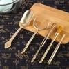 Brass Tea Ceremony Set With Tongs Pick Scoop Brush Holder - 6-Piece Gourmet Tools In Gift Box