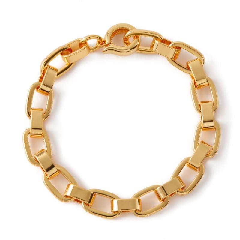 Minimalist Gold Plated Color Retention Neutral Thick Chain Handmade Plain Bracelet
