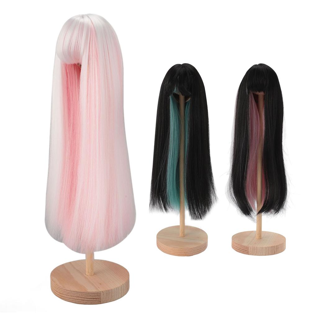 Long Straight Doll Wig Two Color  Doll Hair Wig High Temperature Fiber Doll Replacement Wig for 7