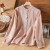 2026 Spring/Autumn Women's Retro Embroidered Cotton Linen Long-Sleeve Shirt