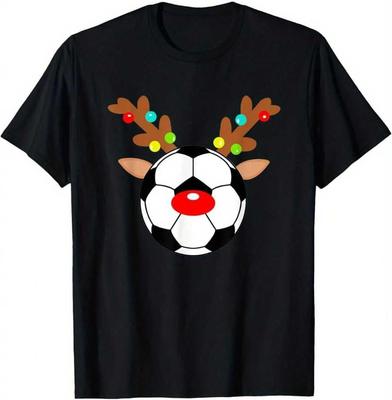 Funny Soccer Reindeer Christmas Lights T-shirt