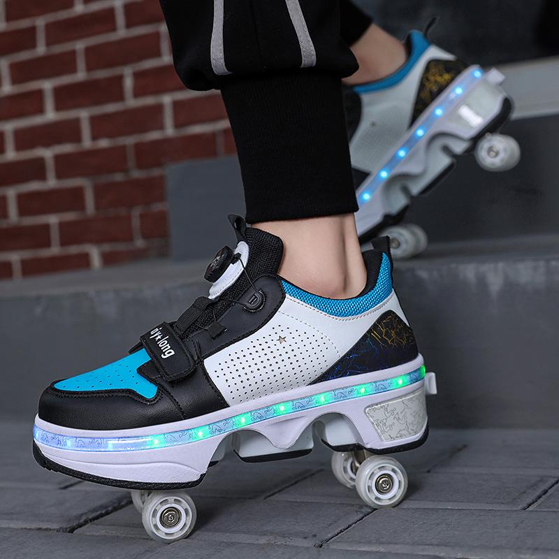 Dětské boty na útěk Neviditelná čtyřkolečková zatahovací pro dospělé Kolečkové brusle na útěk pro chlapce a dívky Svítící brusle