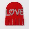 InsStyle Soft Hat Knitted Rhinestone LOVE Letter Beanies Hat Handmade Hat Breathable Pullover Hat Street Photoshoots Cap