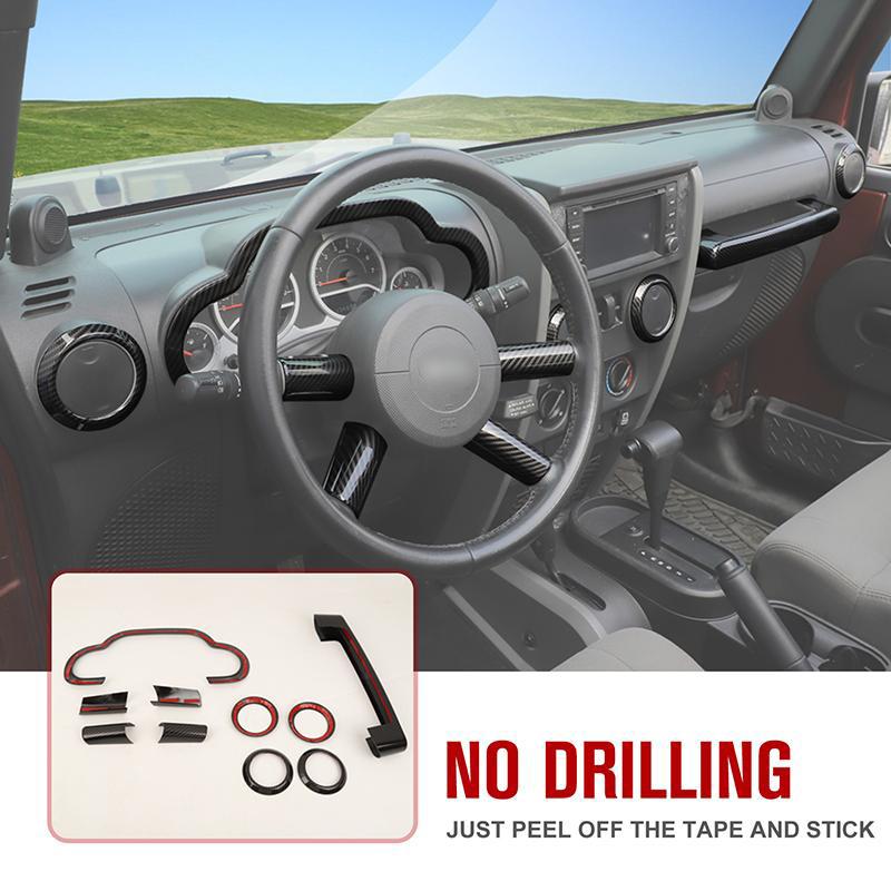 Panel de Control Central, decoración del volante, Kit Interior apto para Jeep Wrangler JK 2007-2010, accesorios para coche