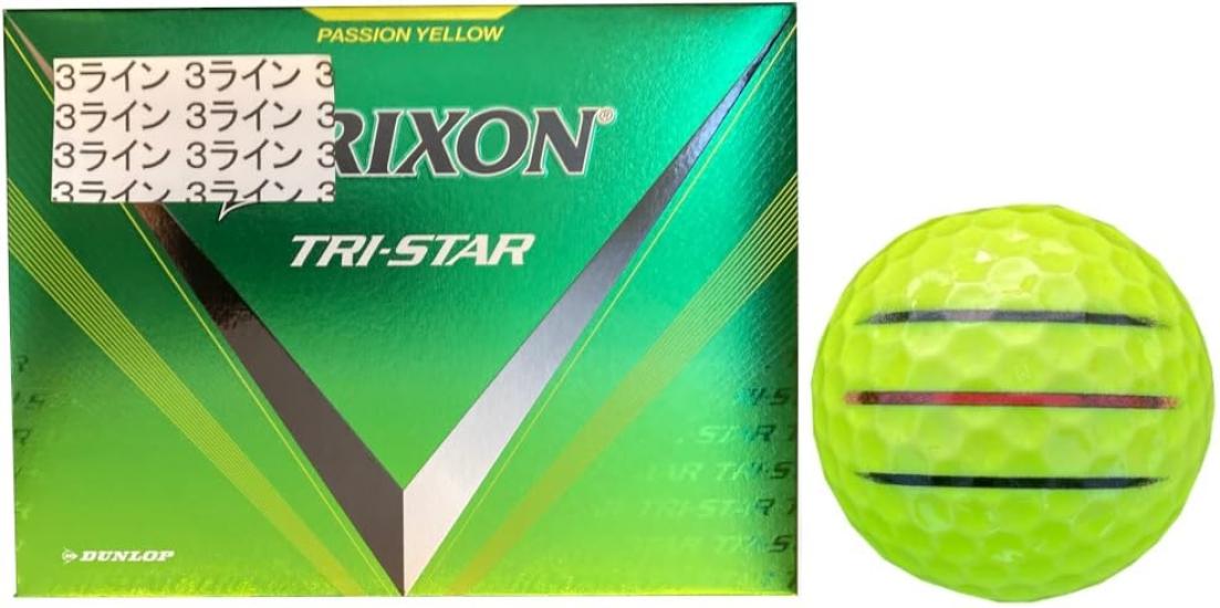 

[HapirakiGolf Line] Dunlop Golf Ball SRIXON TRI-STAR 2024 Model with Lines (Yellow 1 Dozen3 Lines)