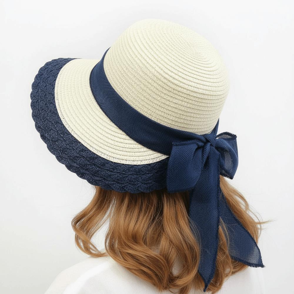 Fashion Wide Brim Summer Sun Hats Foldable UV Protection Straw Beach Hats Packable Bowknot Sunhat For Women