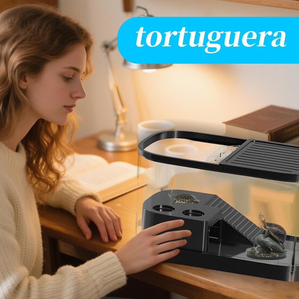 Turtle Tank With A Platforms And Drainage Desktop Tortoise Aquarium Reptile Enclosure Terrarium Pet Aquarium Prevent Escaping