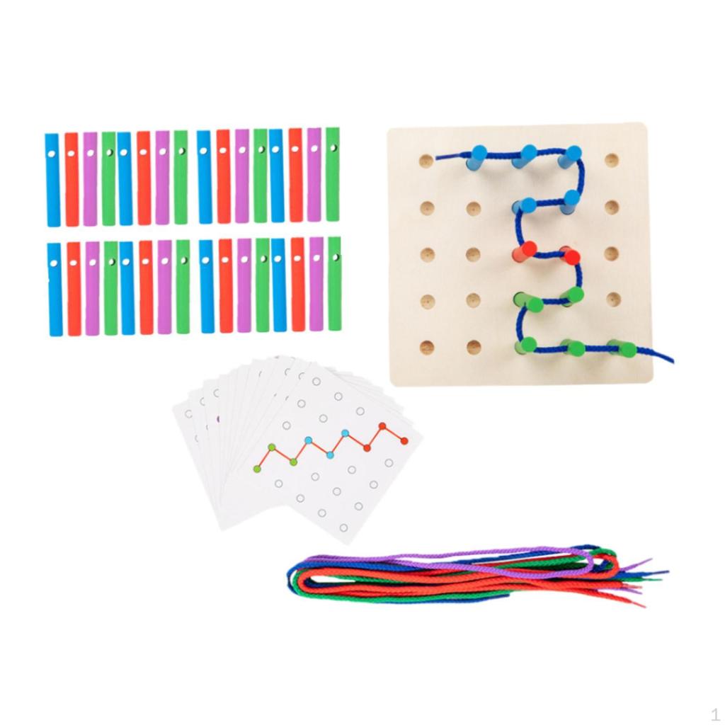 Kinder Schnürspielzeug Fädelspiel Seilspiel Montessori Frühes Lernen Einsteckstift Brett