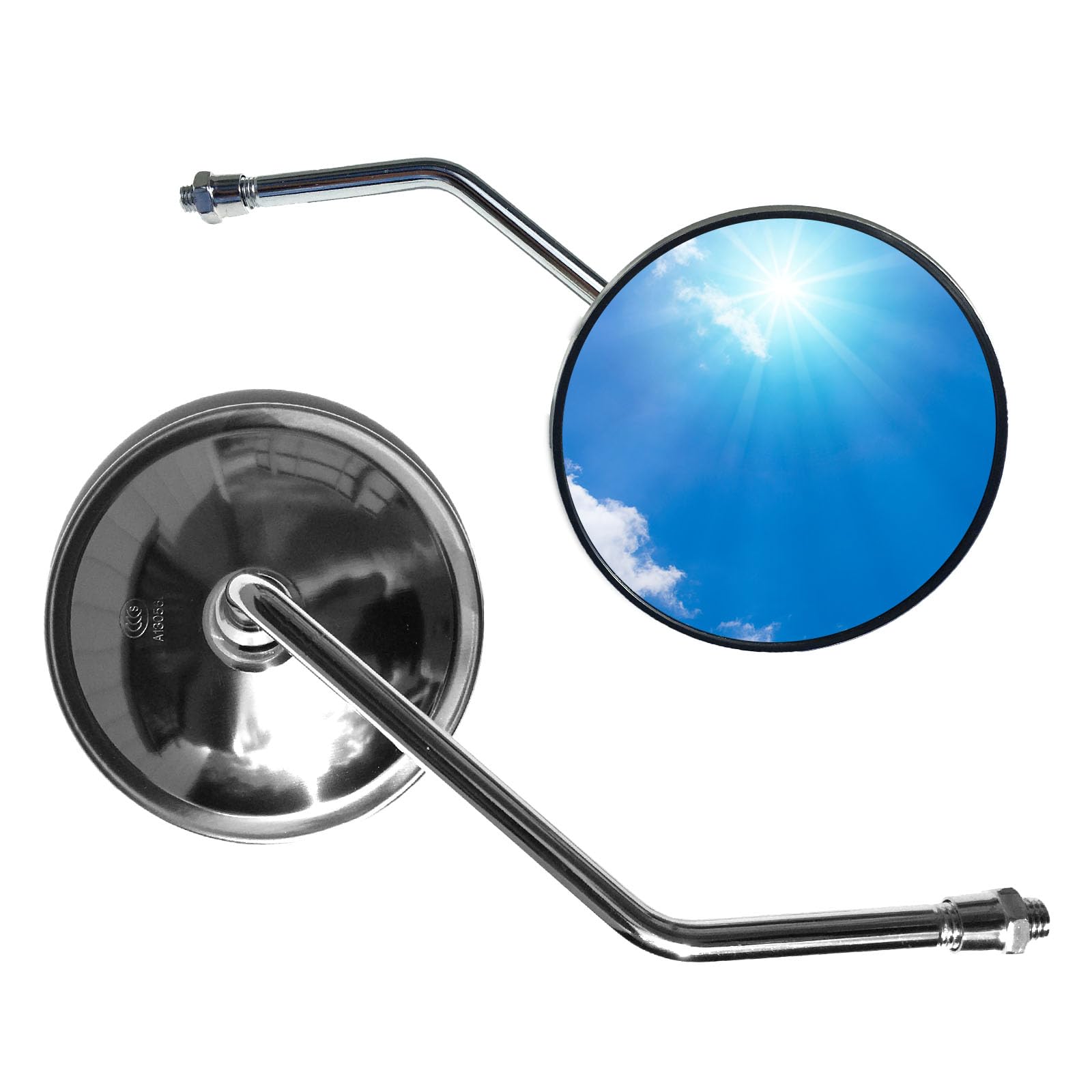 

Archnote Мотоциклетное зеркало 10 мм Левое и правое набор Короткий круглый тип Круглый Старый автомобиль Кастомные детали Универсальный GS SR CB Боковое Серебристый