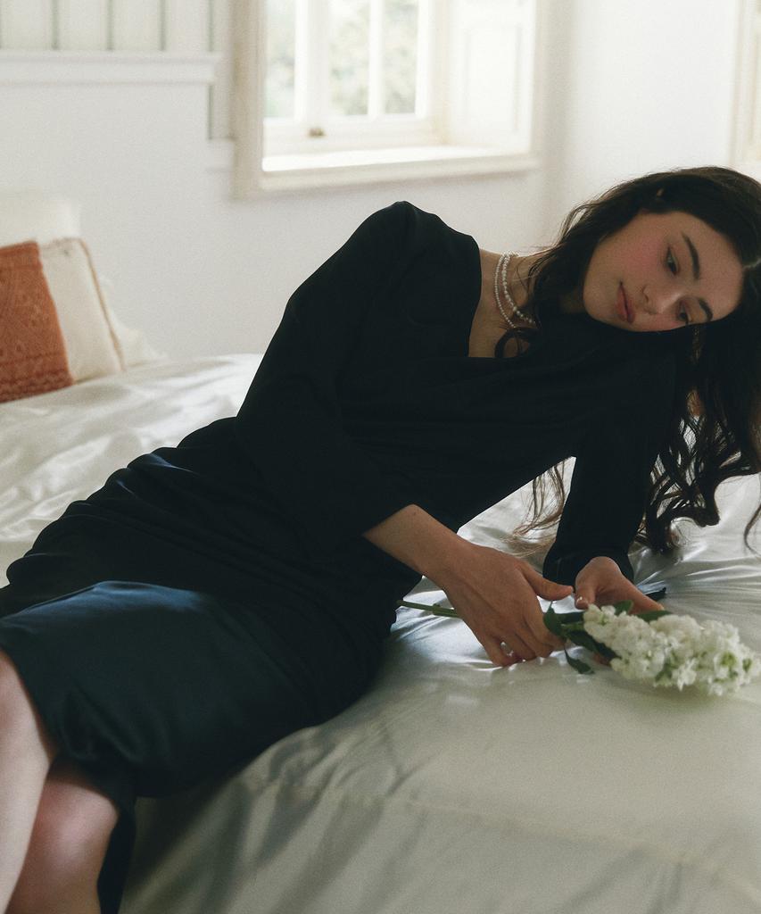 Neimkategoli Yves Draping Shirring Dress_Black