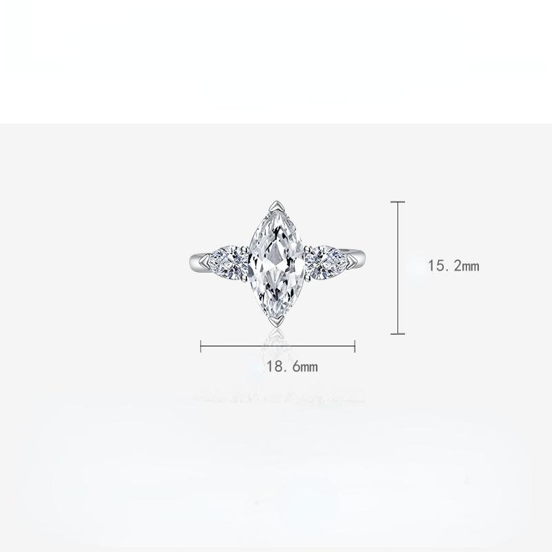 BELLA BOX Opening Resizable Rings For Women 7*14mm Zircon Engagement Party Fine Jewelry Gift