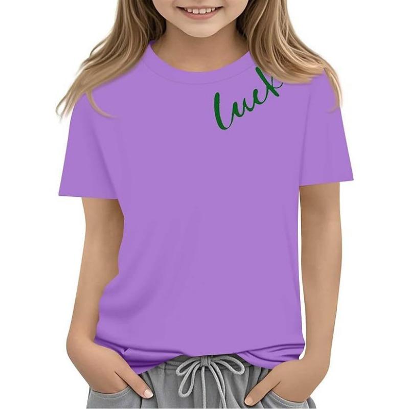 Summer Children's Clothing Breathable Comfortable Casual Fashionable Heart-shaped Pattern Women's Short Sleeved Round Neck T-shirt