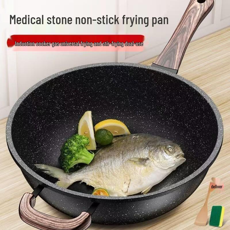 Sartén Antiadherente de Fondo Plano Maifan Stone para Cocinas de Inducción y Gas Domésticas