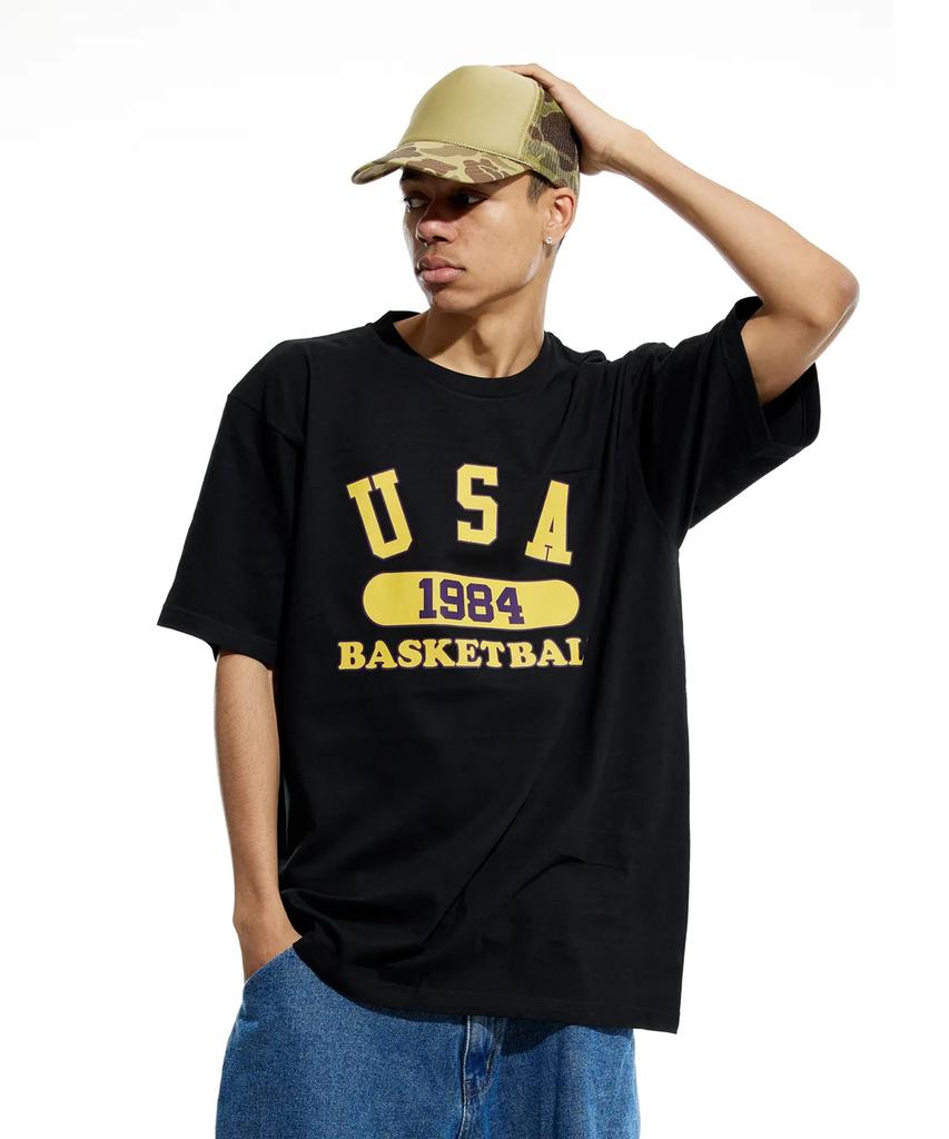 CREAM SODA LAB [2Pack] Usa Basketball T-Shirt Black (White) Black (Yellow)