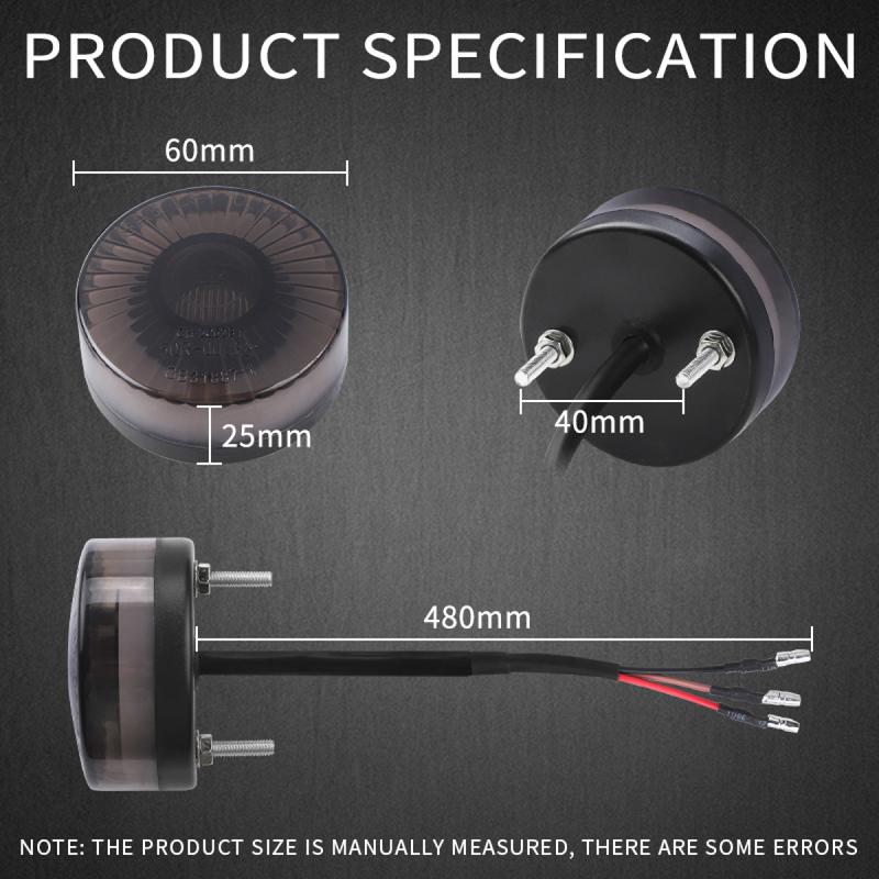 Universal LED Tail Brake Light 12V Rear Stop Lamp For Honda Cafe Racer Chopper Bobber ATV UTV Round 2.5inch Red Taillight E24