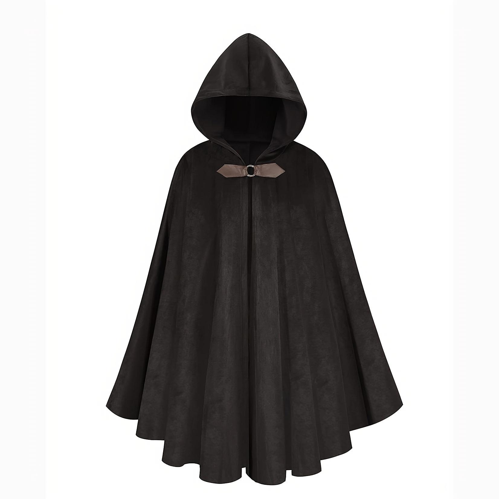 

Elegant Medieval Faux Suede Cloak - 5 Colors, 5 Sizes - Versatile Costume for Halloween, Cosplay, and Performance