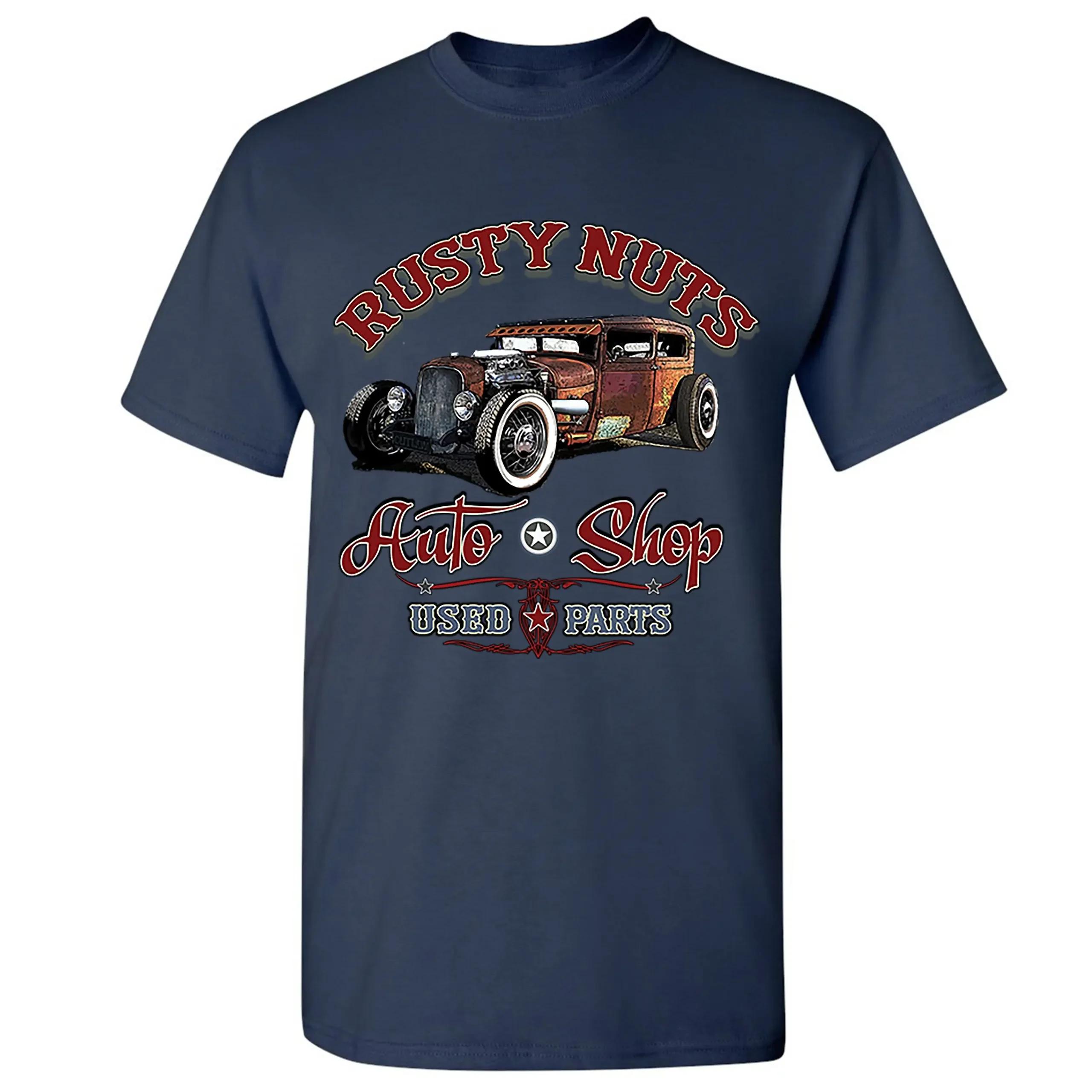 

Rusty Nuts Auto Shop Tshirt Hot Rod Rat Rod Vintage Old School Mens Tee 4XL