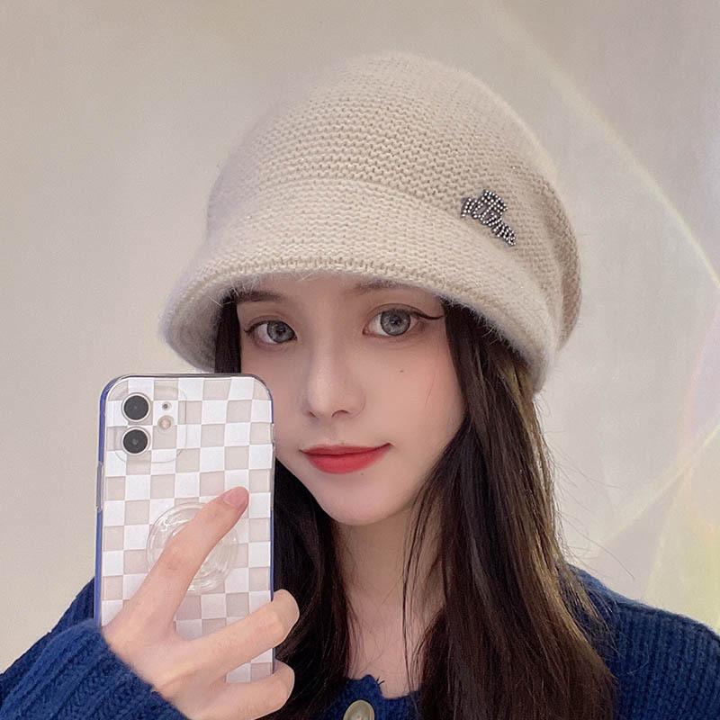 Knitted Wool Hat for Women Cold Hat for Women Winter Hat Men Autumn and Winter Melon Leather Hat Solid Color Versatile Yuppie Hat Trendy