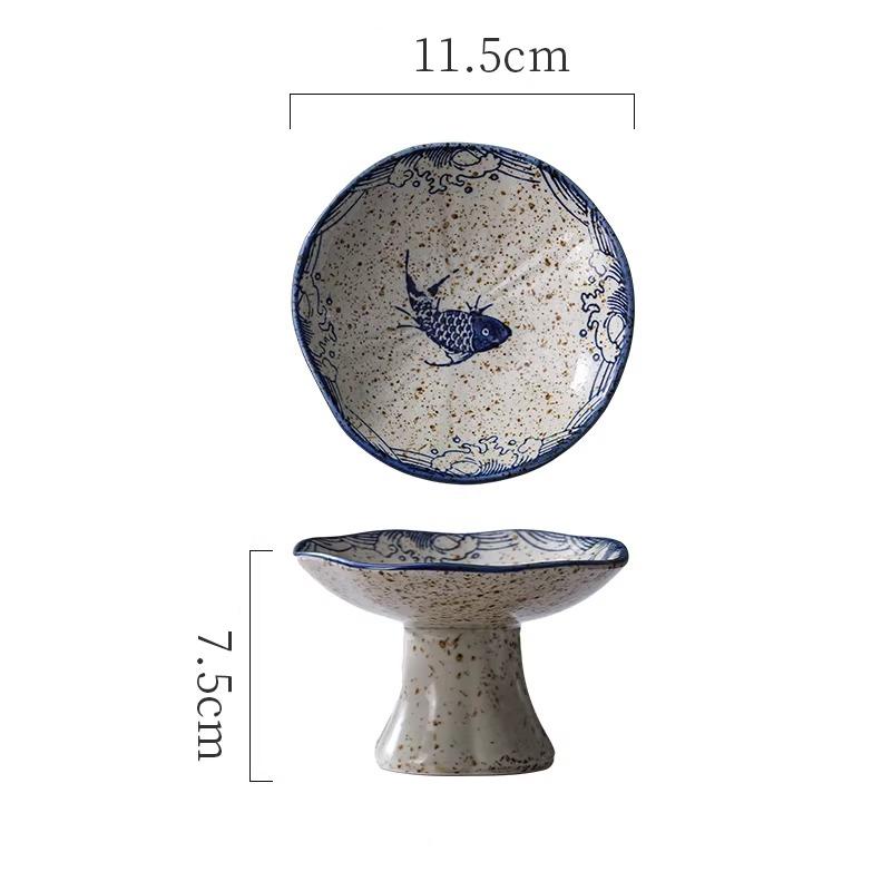 Neues Chinesisches Dessert Hoher Teller Kleiner Snack Erfrischungsteller Retro Keramikteller Nachmittagstee Snack Haushaltswaren