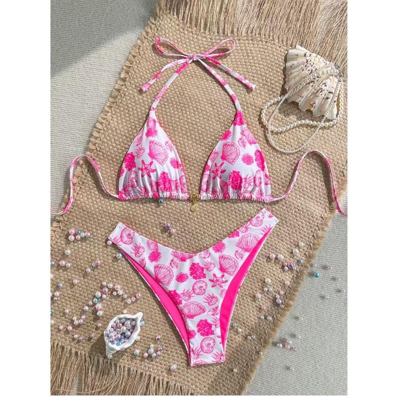 Women S Sexy Split Thong Bikini Swimsuit With Tie