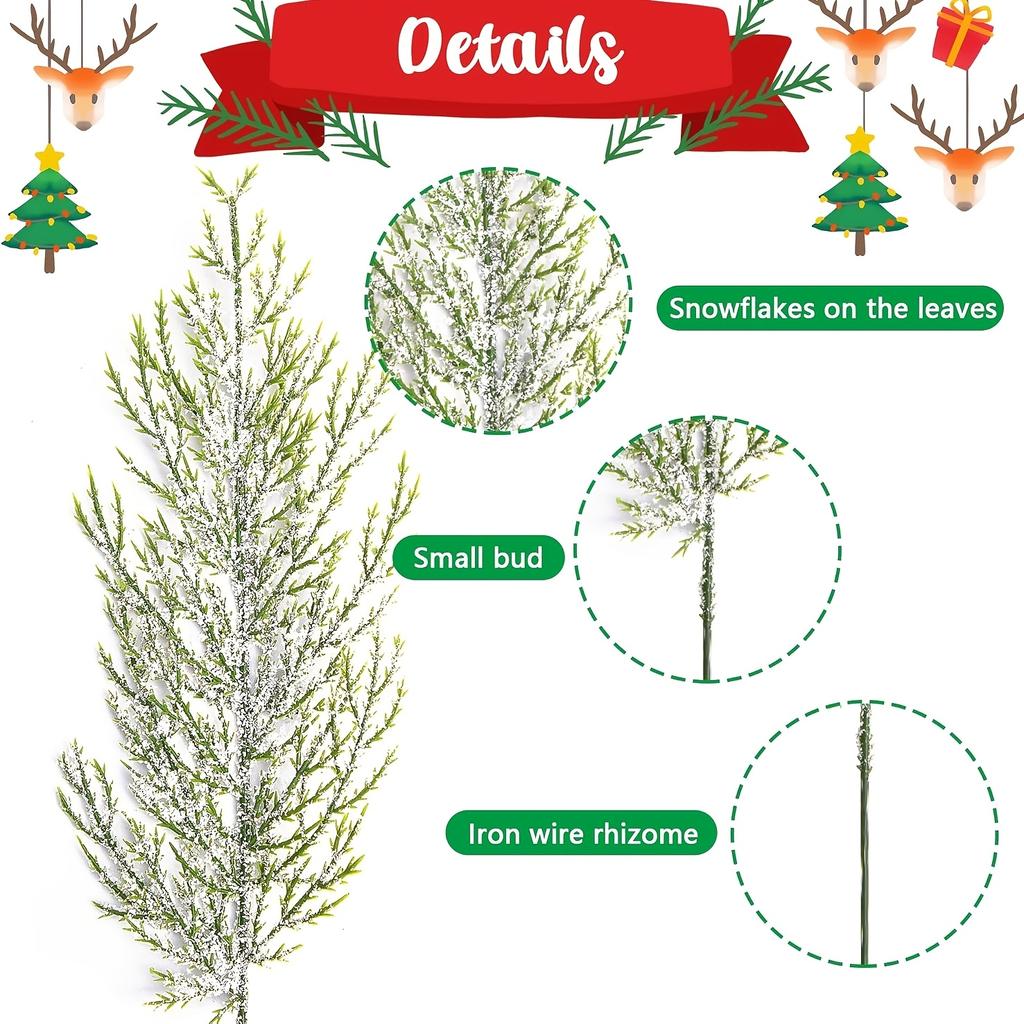 1pcs Green Christmas Artificial Pine Needles Branches Picks for Crafts Garland Wreath Twigs Stems Tree Decorations Fake Greenery