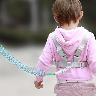 [Pink Safety Leash] Durable Polyester Anti-Lost Safety Leash | Adjustable Strap and Shock-Absorbing Spring Cord | Pink, for Outdoor Travel