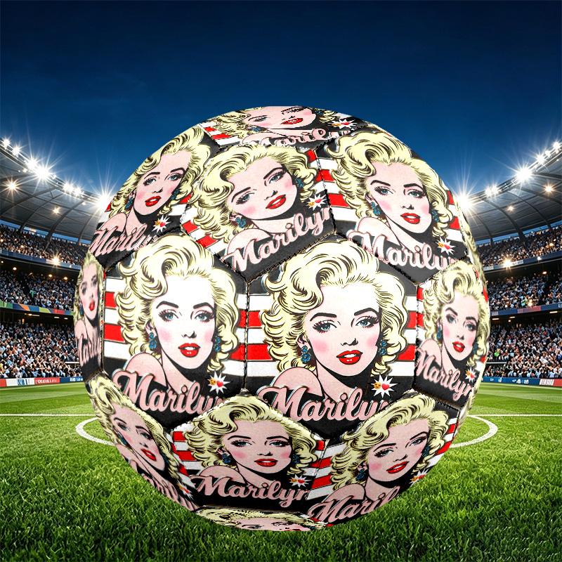 Marilyn Monroe Print Size 5 Soccer Ball, PU Wear Resistant Football for Match Training and Daily Practice, Birthday Gift for Soccer Fans