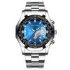 Stylish Men's Large Dial Quartz Watch with Calendar Creative Business Wristwatch with Steel Band