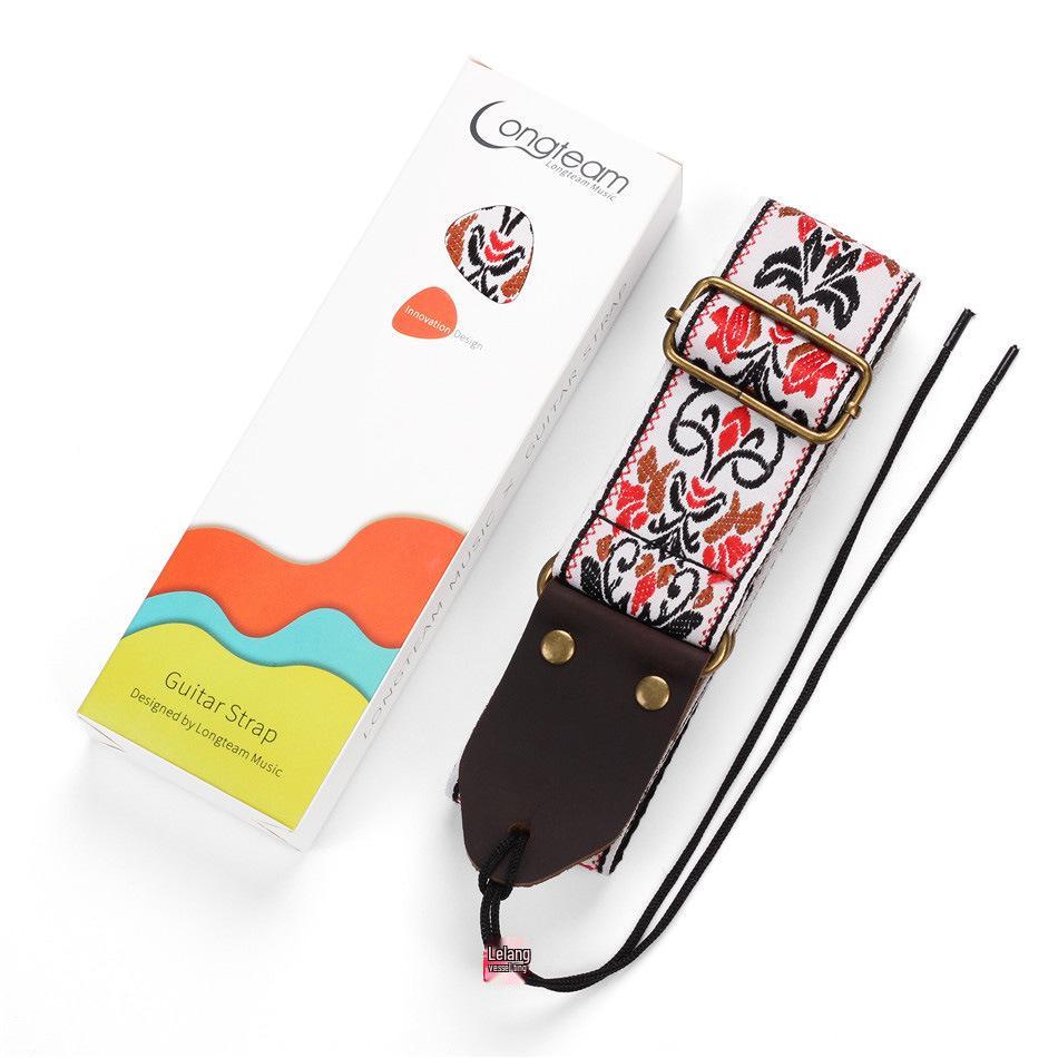 

Premium Embroidered Leather Guitar Strap - Thickened, Widened for Acoustic & Electric Guitars
