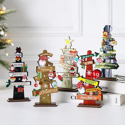 1 pièce Ornements d'Arbre de Noël en Bois Père Noël Bonhomme de Neige 2026 Joyeux Noël Décoration de Maison Nouvel An Décor de Bureau Navidad