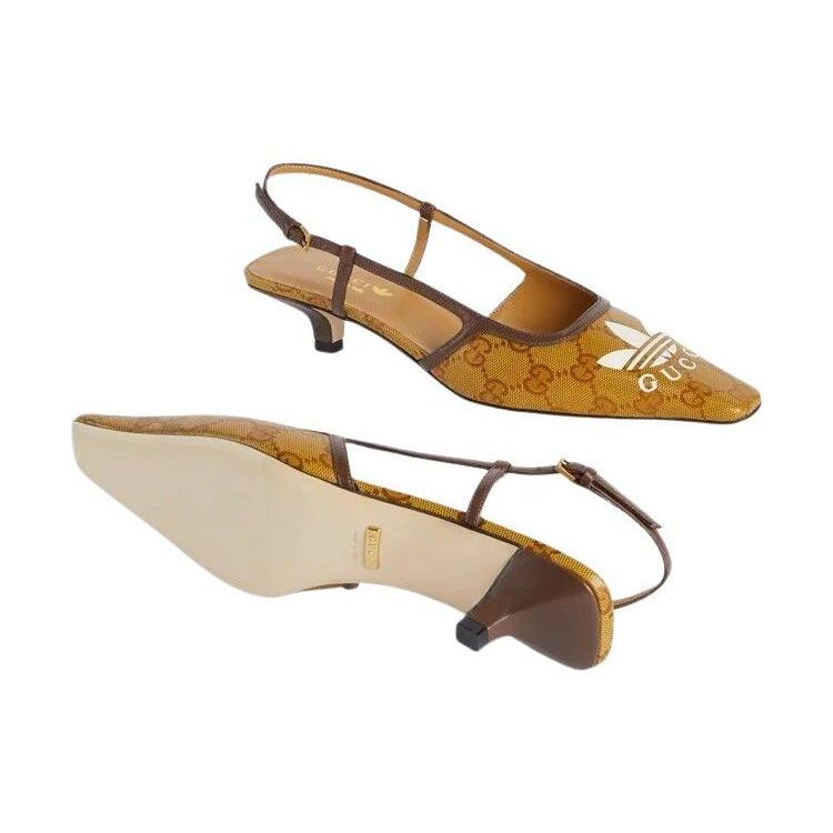 Adidas Originals Open-Back Buckle Asymmetrical Heeled Sandals Women Footwear Brown 702173 UVS10 7160