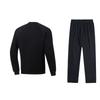 Li Ning Striped Brand Logo Round Neck Long Sleeve Versatile Sports Suit Men Tracksuit Black AKLUA73-4+AWDU915-1