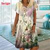 Rainbow Striped 3D Print Women Dress Elegant Sweet Casual V-Neck Short Sleeve A-Line Dress Summer Fashion Oversized Clothing