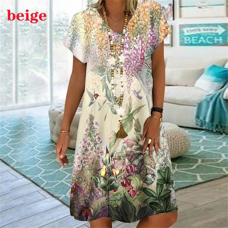 Rainbow Striped 3D Print Women Dress Elegant Sweet Casual V-Neck Short Sleeve A-Line Dress Summer Fashion Oversized Clothing