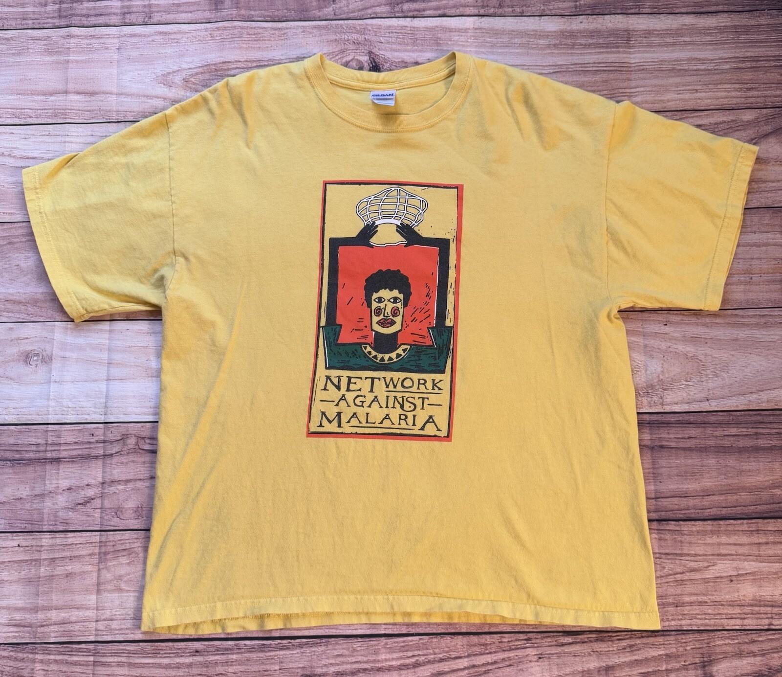 Malaria T Shirt Network Against Malaria One Net Saves Lives Size XL Yellow S