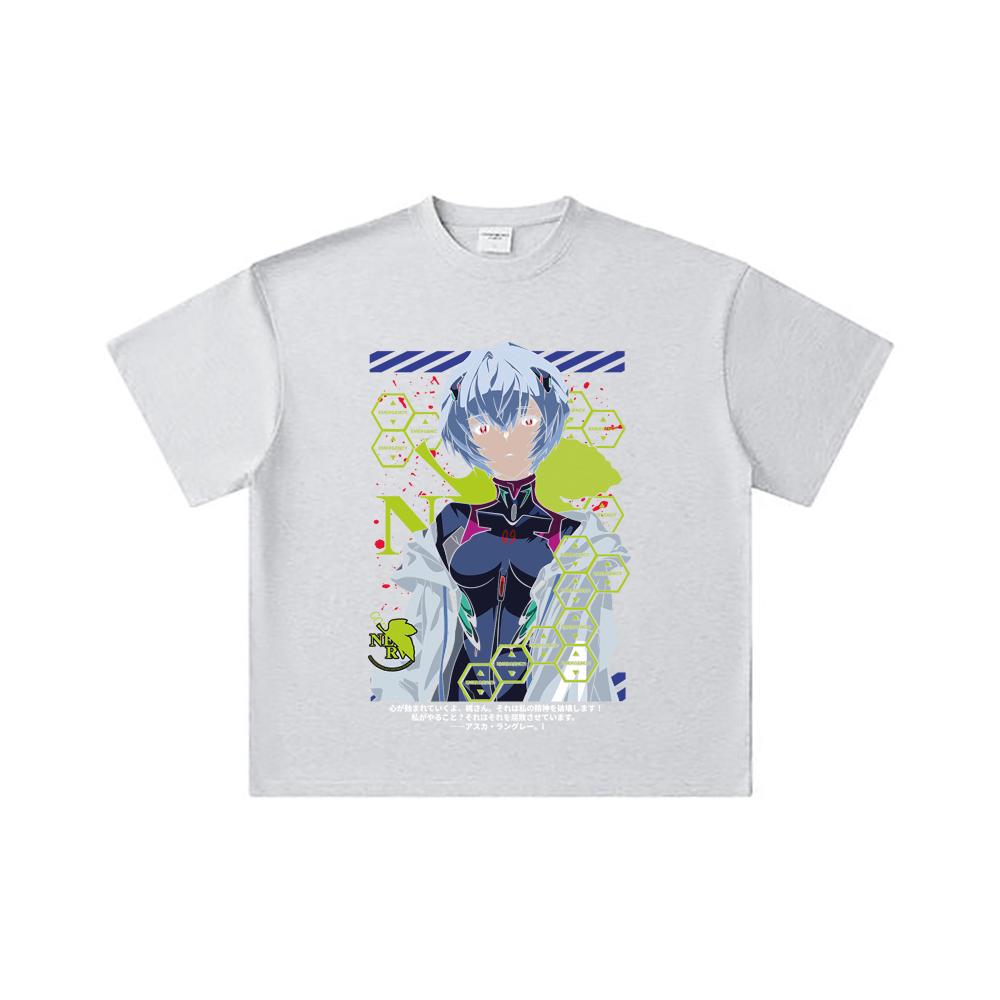 260 GSM Double Yarn 32 Count 100% Cotton Evangelion V6 Rei Print Unisex Heavy Cotton T Shirt