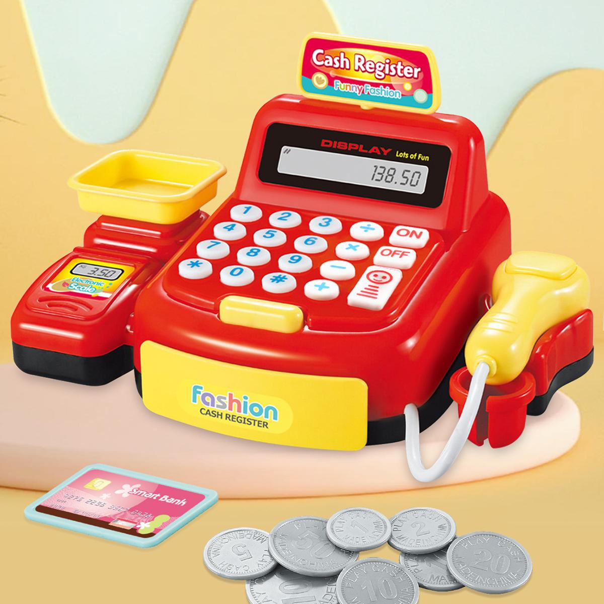 

Cash Register Educational Toys, Pretend Calculator Cash Register Toy With Sound And Light, Supermarket Scanner Gift for 3+ Girls червоний