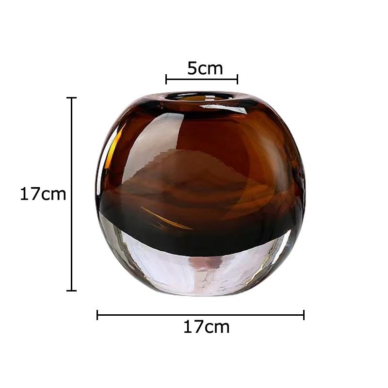 Transparent Caramel Colored Delicate Glass Vase Flower Pots Desk Decoration Flower Arrangement Floral Vases Room Aesthetic Decor