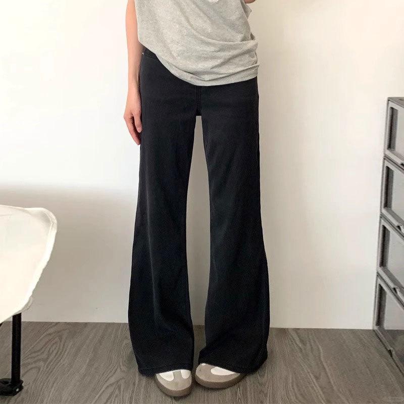 

Женские эластичные джинсы большого размера черного цвета микроклеш - Стройнящие брюки-клеш с широкими штанинами для фигуры типа «груша» (Весенняя коллекция) 5XL чёрный