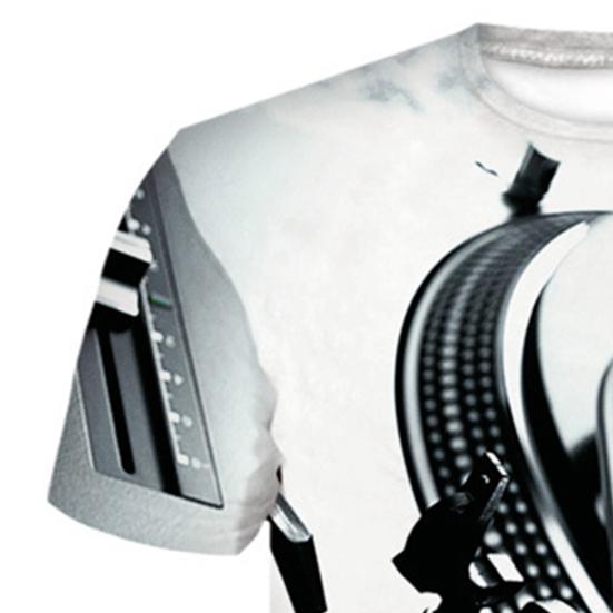 Men 3D Technics Turntable DJ Music Audio Print Short Sleeve Round Neck T-Shirt