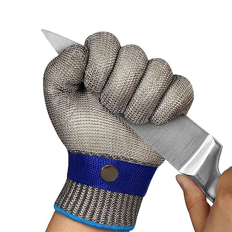 Level 5 Cut-Resistant Kitchen Gloves with Metal Buckle and Steel Wire Protection