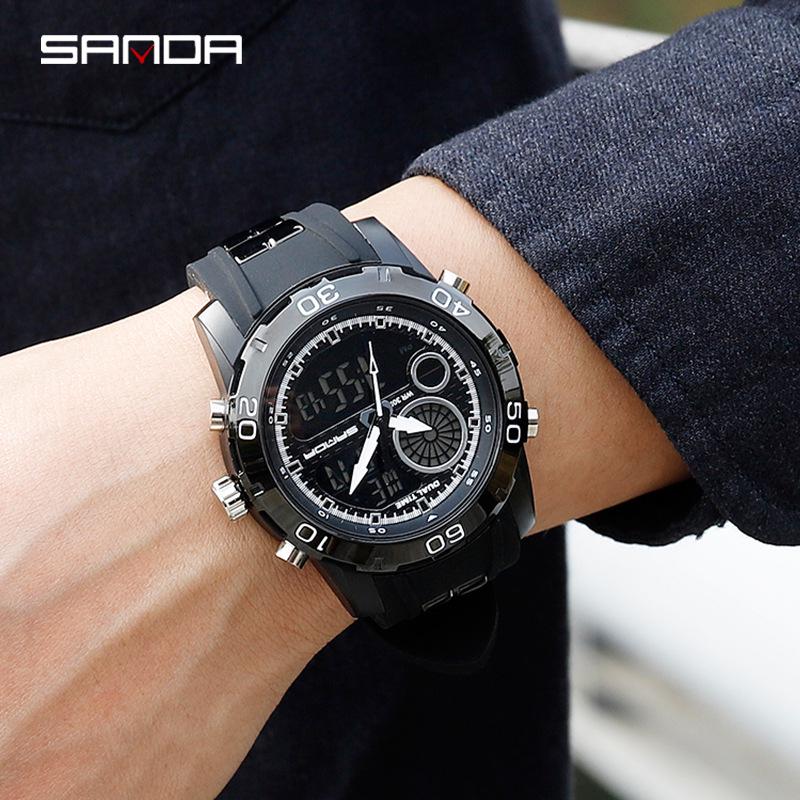 Sanda Multifunctional Waterproof Sports Watch for Students and Men - Black Technology Style