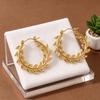 Gold-Plated Titanium Wheat Ear Leaf Ear Cuff Earrings - European Style, Colorfast, Luxurious Design for Women