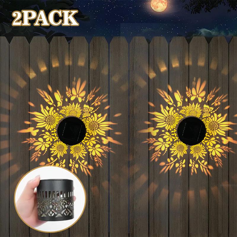 Solar Zaunleuchten Metall Solarbetrieben Außen Wand Deck Stufenleuchten Mandala Thema Wasserdichte Zaunleuchte für Garten Hinterhof