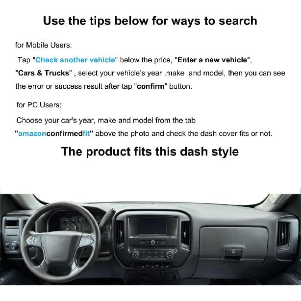 Dash Cover  Fit For 2014-2018 Chevy Chevrolet Silverado/GMC Sierra 1500,2015- Chevy Silverado/GMC Sierra 2500HD 3500HD,Dashboard Pad Carpet No