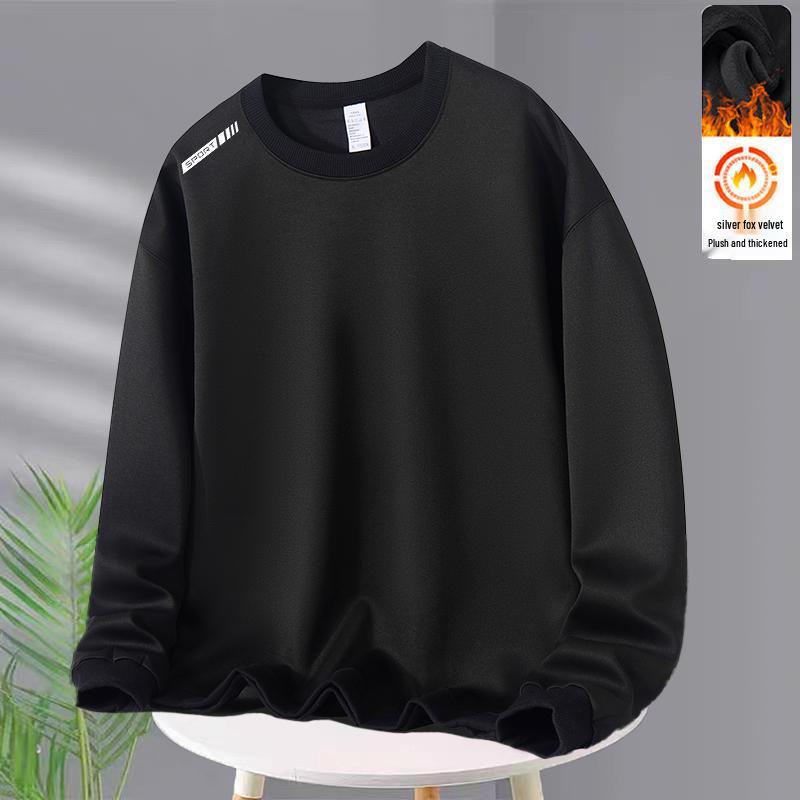 Men's Trendy Long-Sleeve Thickened Casual Sweatshirt - Autumn/Winter Round Neck Base Layer