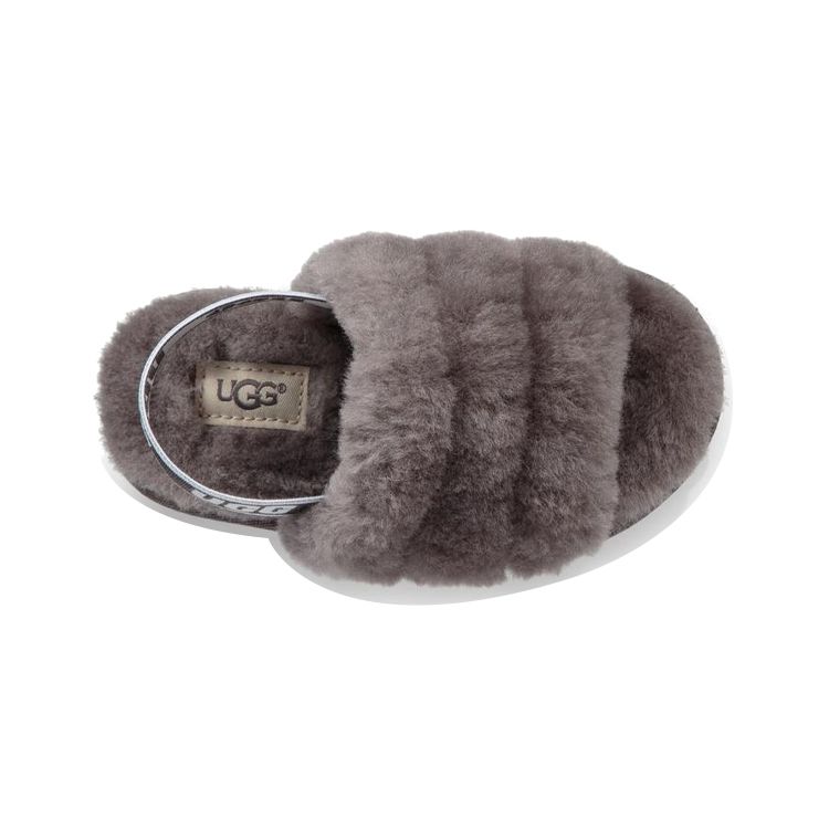 UGG Fluff Yeah Slide Comfortable Lightweight Furry Sandals Kids Sandals Charcoal 1098579T-CHRC